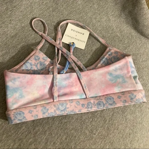LoveShackFancy x Bandier Strappy Bra in Tie Dye Cotton Candy Rose XS - Picture 4 of 7